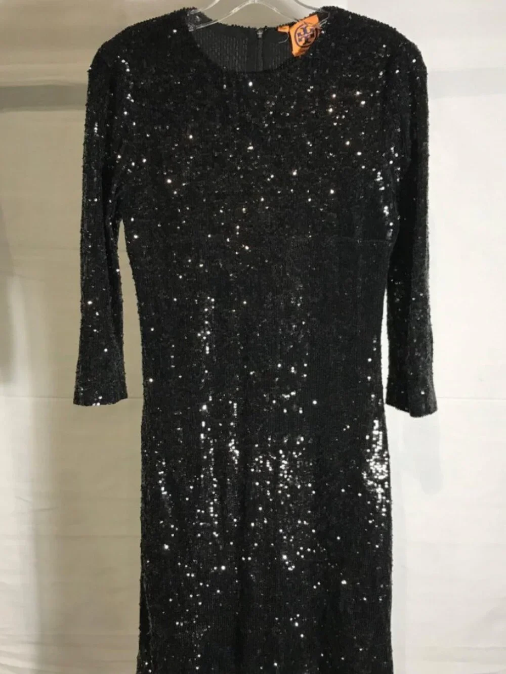 ✨ Tory Burch Black Sparkly Metallic Long Sleeve Midi Sequin Dress Small ✨